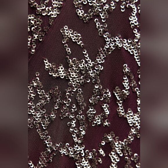 RARE NWT ZARA SEQUIN SLIP DRESS ZW COLLECTION HIGH END QUALITY burgundy/… - Picture 10 of 13